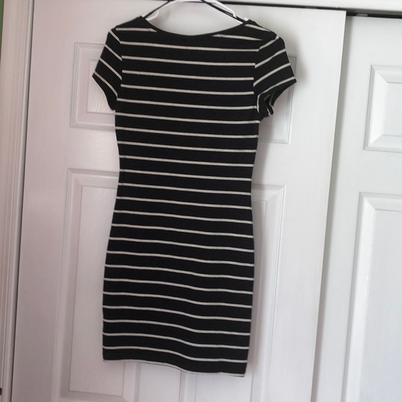Gray and white striped bodycon dress - Picture 2 of 3